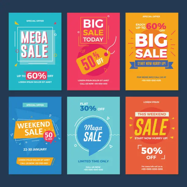 Vector illustration of Collection of Sale and Discount Offers Flyers