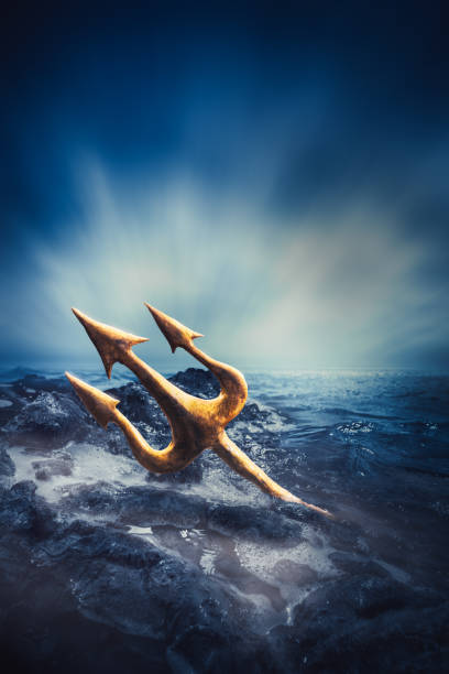istock High contrast image of Poseidon's trident at sea 907938644