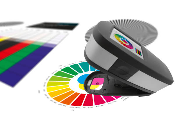 istock Print control, spectrophotometer check color patches quality 907938720