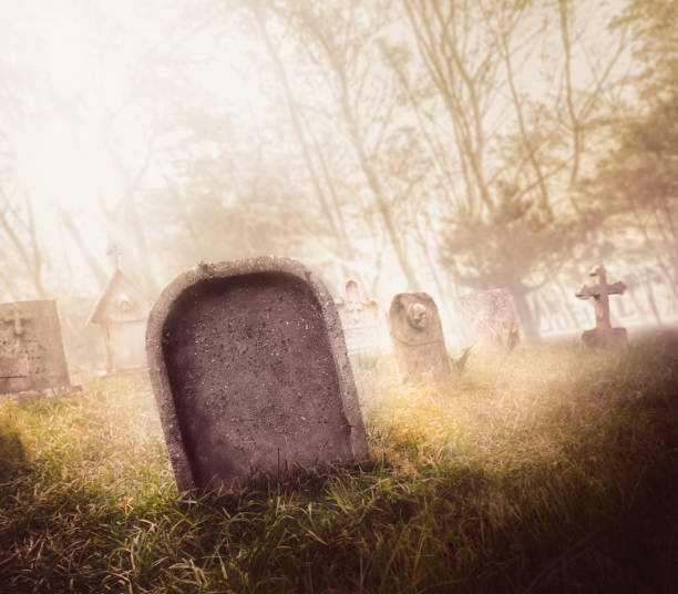 istock gravestone with fog and dramatic lighting 907940550