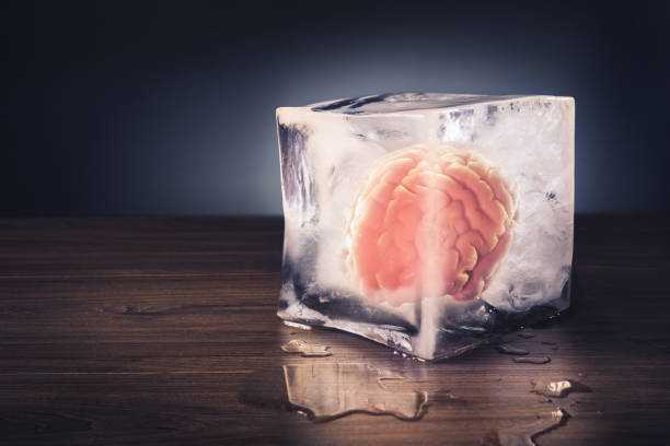 brain freeze concept with dramatic lighting stock photo