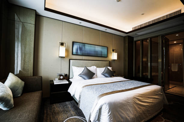 istock Elegant and comfortable bedroom interior 907946808