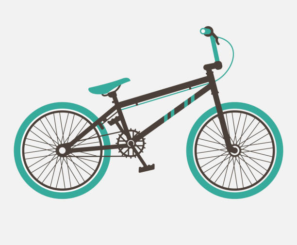 bmx fahrrad flache abbildung - bmx stock-grafiken, -clipart, -cartoons und -symbole