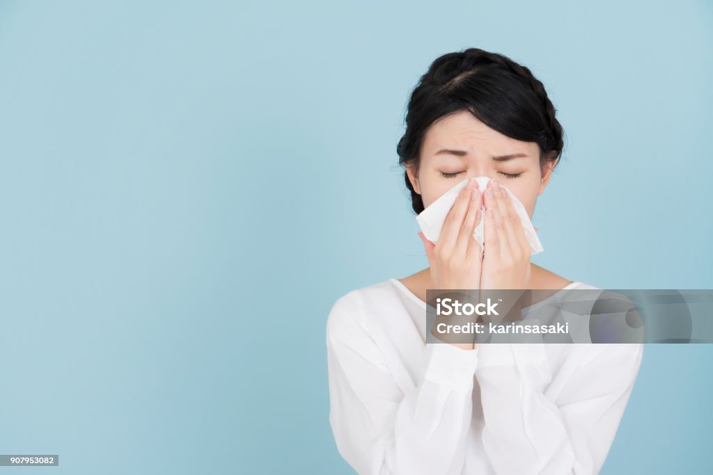 Young woman of hay fever Cold And Flu Stock Photo