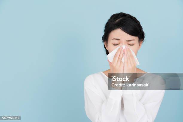 Young Woman Of Hay Fever Stock Photo - Download Image Now - Cold And Flu, Sneezing, Women