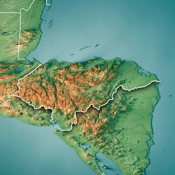 istock Honduras Country 3D Render Topographic Map Border 907955664