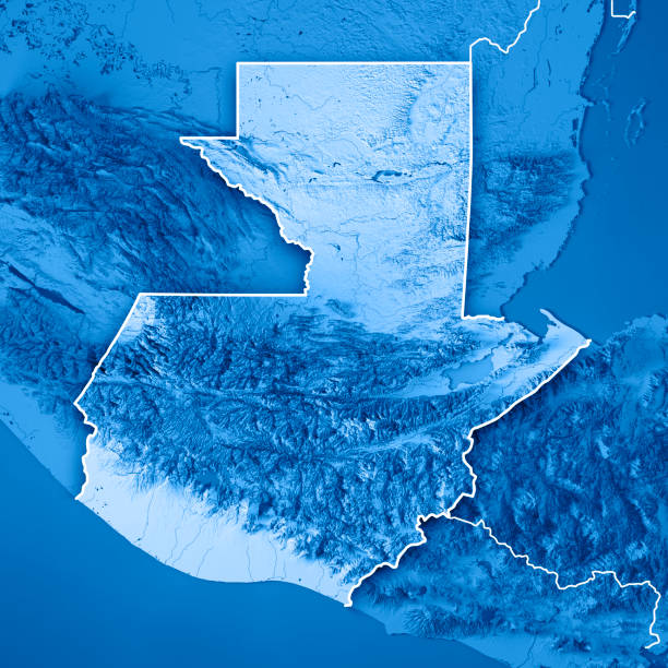 istock Guatemala Country 3D Render Topographic Map Blue Border 907956482
