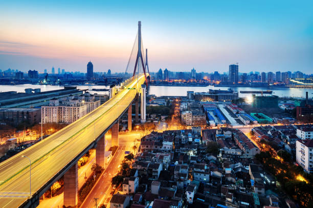 istock Yangpu Bridge in Shanghai, China 907957778
