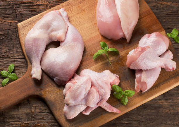 Raw chicken meat Raw chicken meat on wooden board. Healthy eating raw food stock pictures, royalty-free photos & images