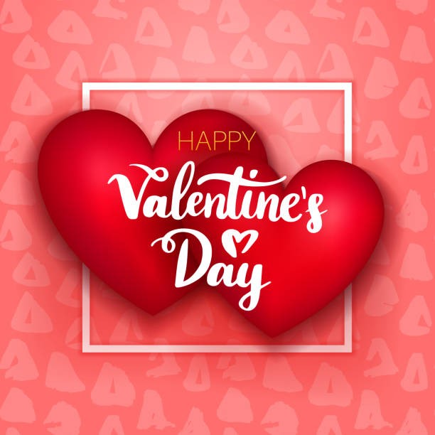 Happy Valentines Day Two Hearts Stock Illustration - Download
