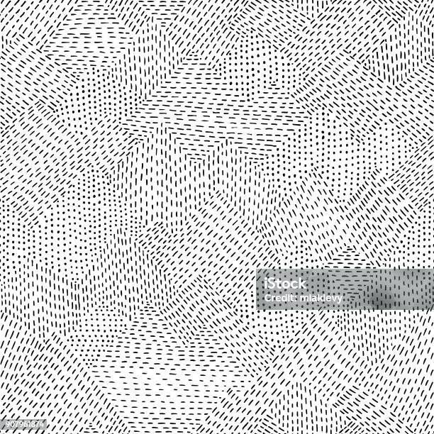 Seamless Line Hand Drawn Pattern Stock Illustration - Download Image Now - Pattern, Textured, Single Line