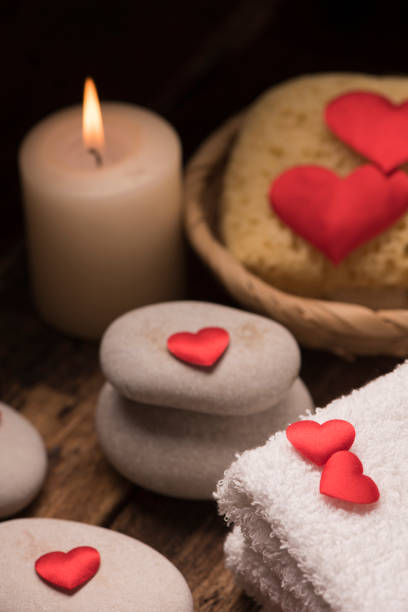 istock Wellness decoration  on wooden table .Valentine's Day concept 907965250