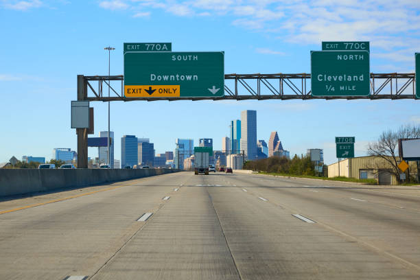istock Houston texas downtown road sign US 907965444