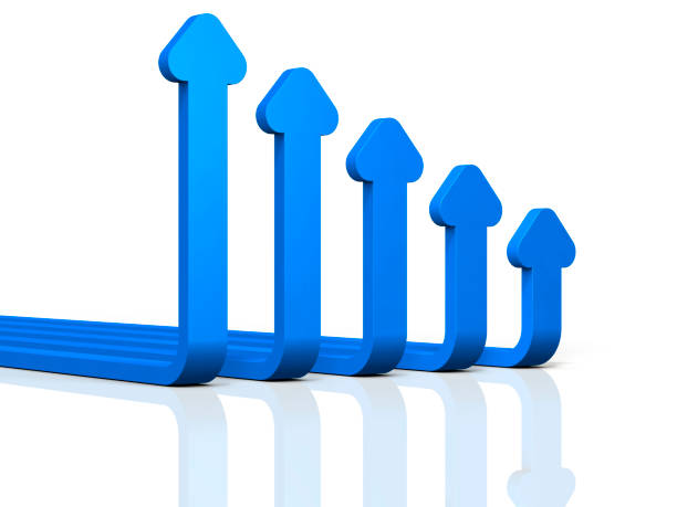 istock Abstract 3DCG illustration of attenuation. Five curved arrows 907968018