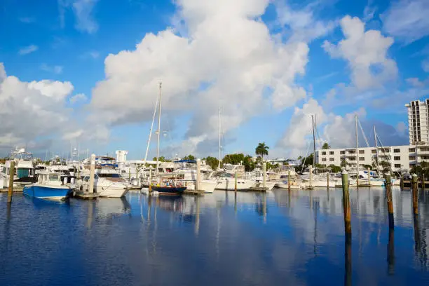 Fort Lauderdale marina boats in Florida USA