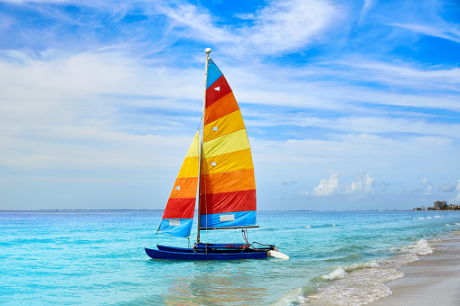 Florida Fort Myers beach catamaran sailboat in USA
