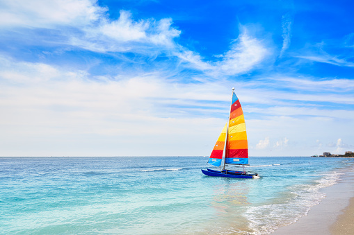 Florida Fort Myers beach catamaran sailboat in USA