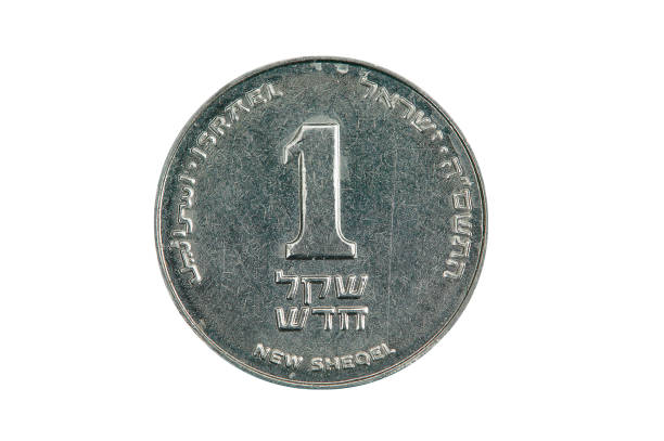 One new Israeli shekel One new Israeli shekel isolated on a white background israeli coin stock pictures, royalty-free photos & images