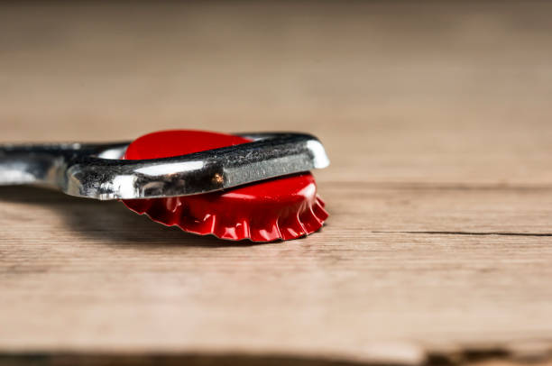 close up of a bottle cap on white background with copy space