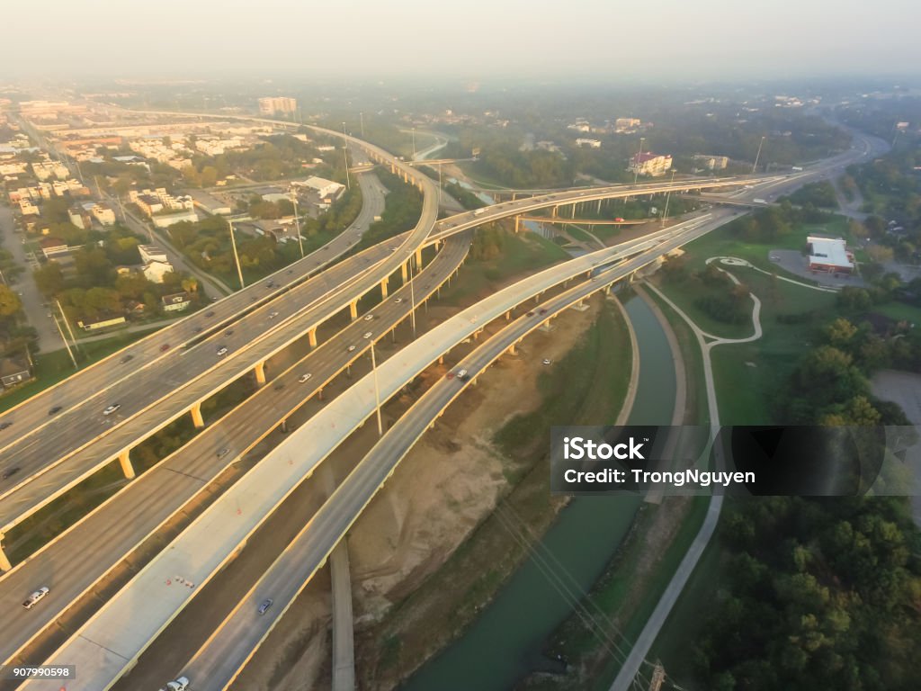 Stack Interstate Freeway Aerial Interstate I10 North I45 Freeway Stack Interchange Northeast ...