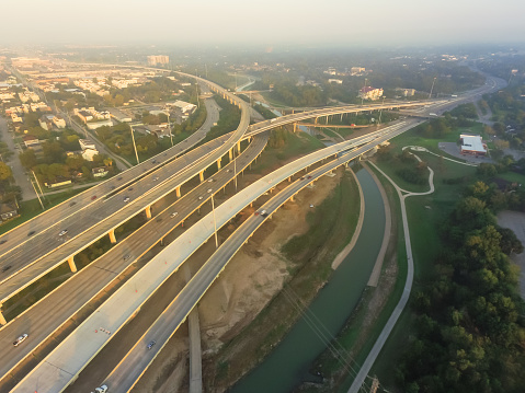 Freeway Stack Aerial Interstate I10 North I45 Freeway Stack Interchange Northeast ...