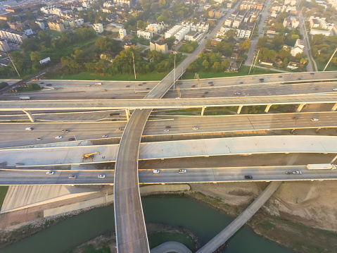 Houston Freeway Interchanges Aerial Interstate I10 North I45 Freeway Stack Interchange Northeast ...