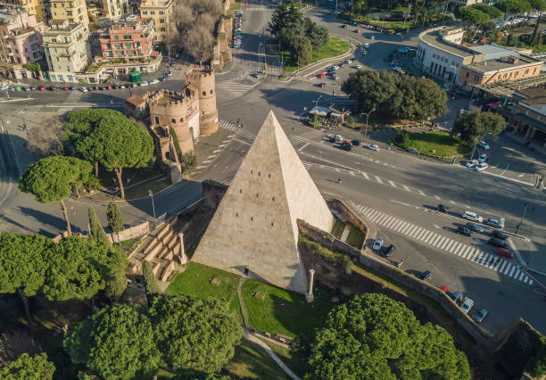 The Pyramid of Cestius in Rome stock photo