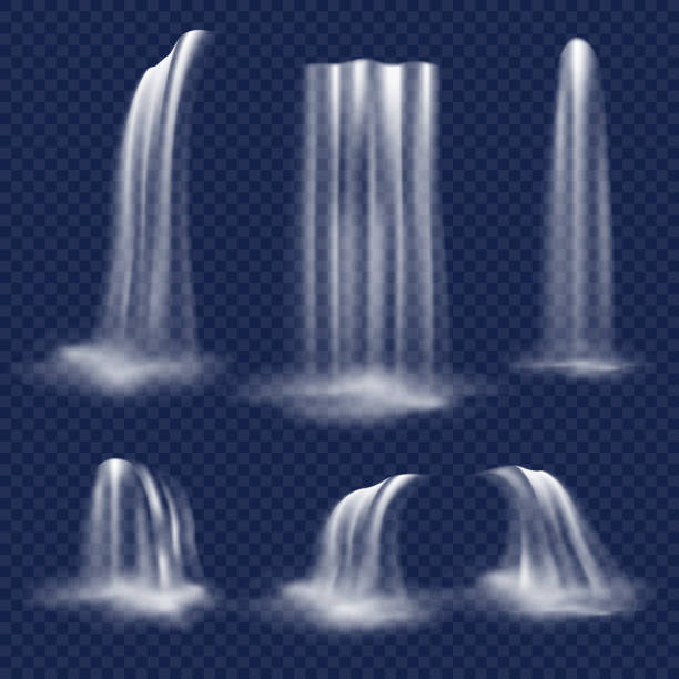 bildbanksillustrationer, clip art samt tecknat material och ikoner med vector realistiska vattenfall set - forsmark