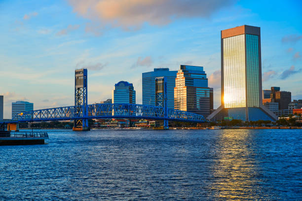 istock Jacksonville skyline evening in florida USA 907998158