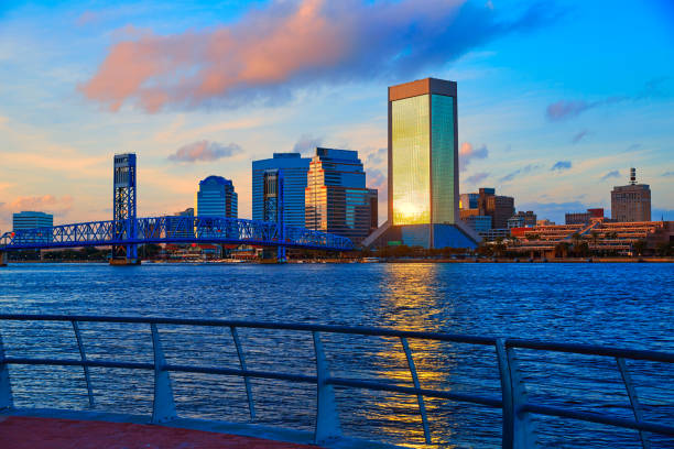 istock Jacksonville skyline evening in florida USA 907998338