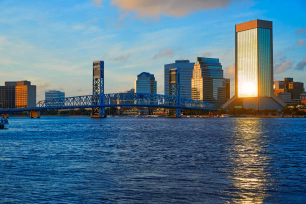 istock Jacksonville skyline evening in florida USA 907998460