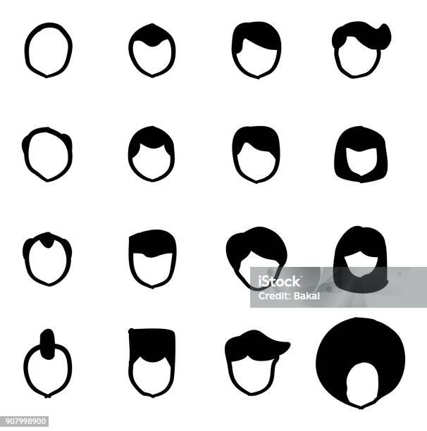 Männlichen Haarschnitt Symbole Freihand Zu Füllen Stock Vektor Art und mehr Bilder von Einfachheit - Einfachheit, Jungen, Kopf