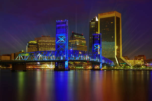 istock Jacksonville skyline sunset river in Florida 907999098
