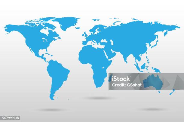 Map Of The World Stock Illustration - Download Image Now - World Map, Simplicity, Flat Design