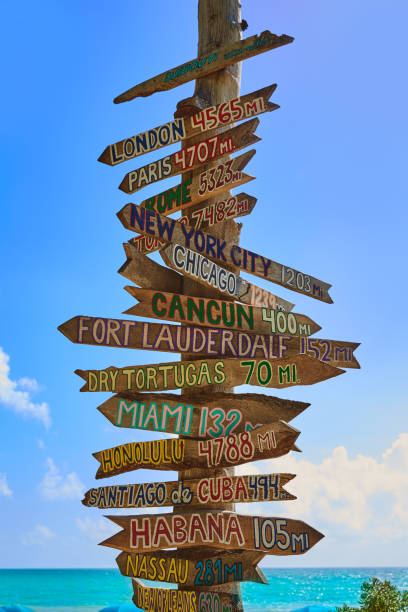 istock Key West beach distance signs to landmarks 908000270