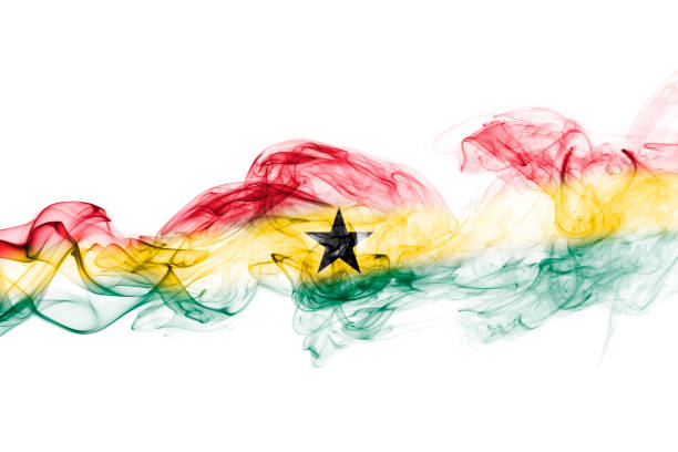 Ghana flag. 3d illustration. with white background space for text. Close-up view.
