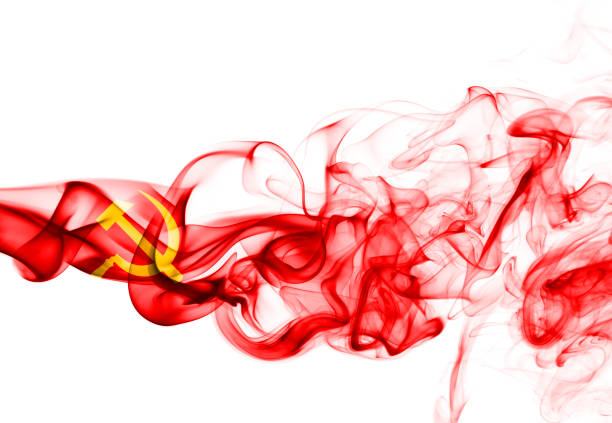istock Communist national smoke flag 908007378