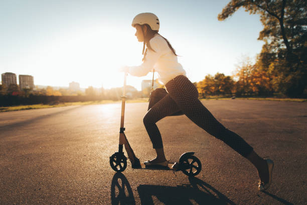 Doing business on my push scooter