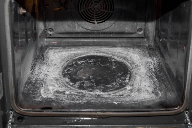 istock Oven after a self-cleaning, just wipe off 908012918