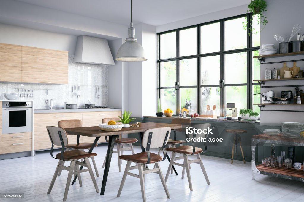 Loft Kitchen Loft kitchen design Kitchen Stock Photo