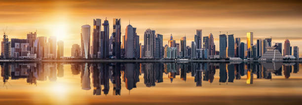 istock The modern skyline of Doha at sunset 908017104