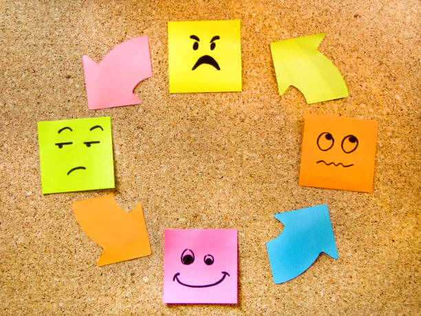 istock cork board with colorful post its representing various emoticons with various emotions communication concept 908022102