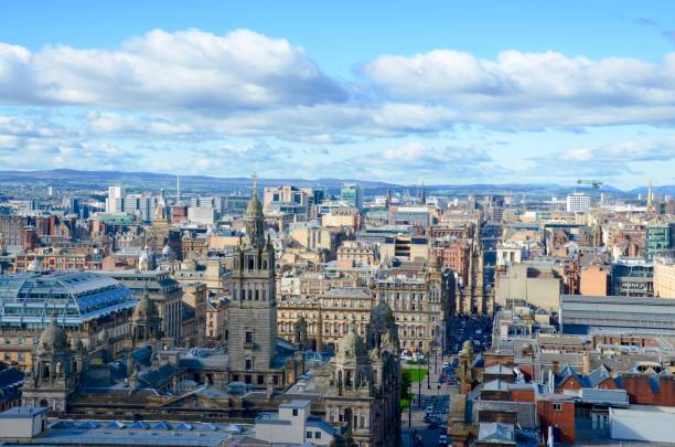 Glasgow skyline Looking over the rooftops of the city centre of Glasgow glasgow scotland stock pictures, royalty-free photos & images