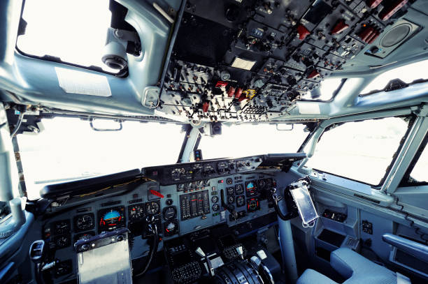 istock Cockpit of Large Vintage Jet Airplane 908022856