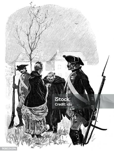 Two Soldiers Outdoor Looking For A Couple Stock Illustration - Download Image Now - 1897, 19th Century, 2017