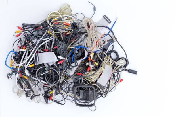 istock Jumbled pile of electrical cords and connectors 908024682