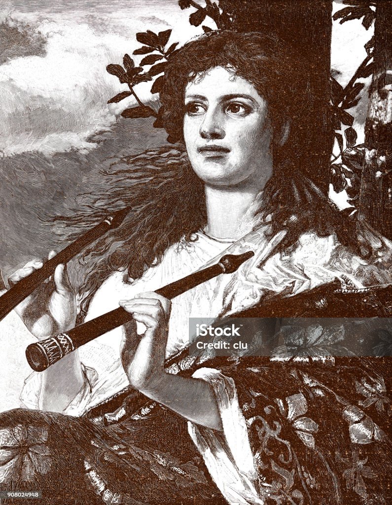 The Muse of Anacreon Illustration from 19th century 1897 stock illustration