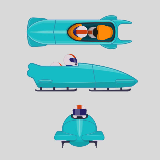 бобслей или бобслей для двух спортсменов - bobsledding stock illustrations
