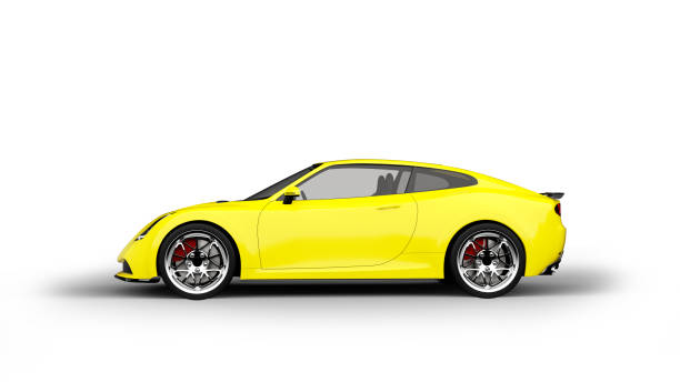 yellow sports car isolated on white background, photorealistic 3d render, generic design, non-branded