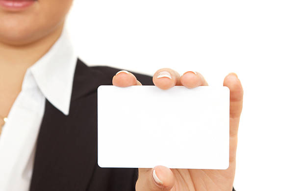 istock business series: businesswoman with blank card 90802870
